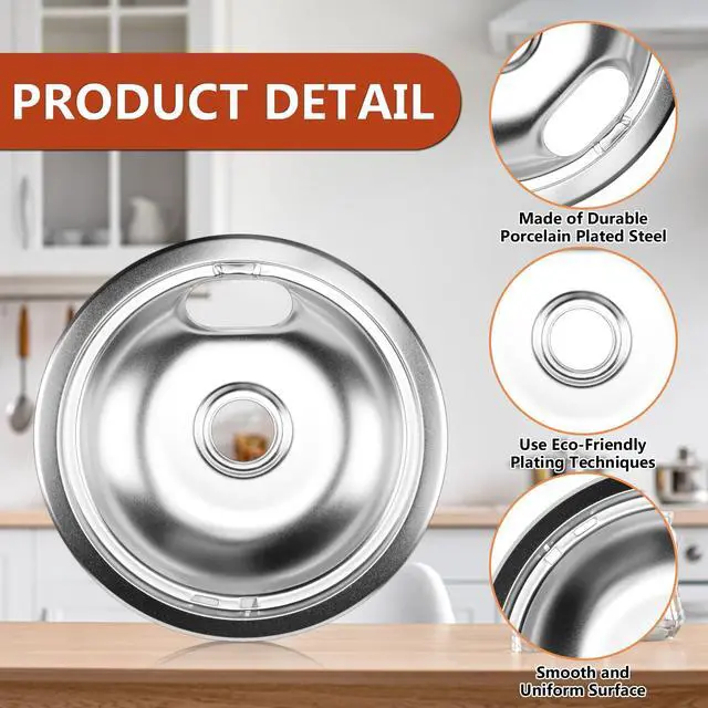 Alt view image 2 of 7 - W10196405 W10196406 Electric Stove Burner Drip Pans & MP22YA Electric Range Burner Element Unit Set by -Compatible with Whirl-pool Ken-more Ama-na Range Oven/Stove