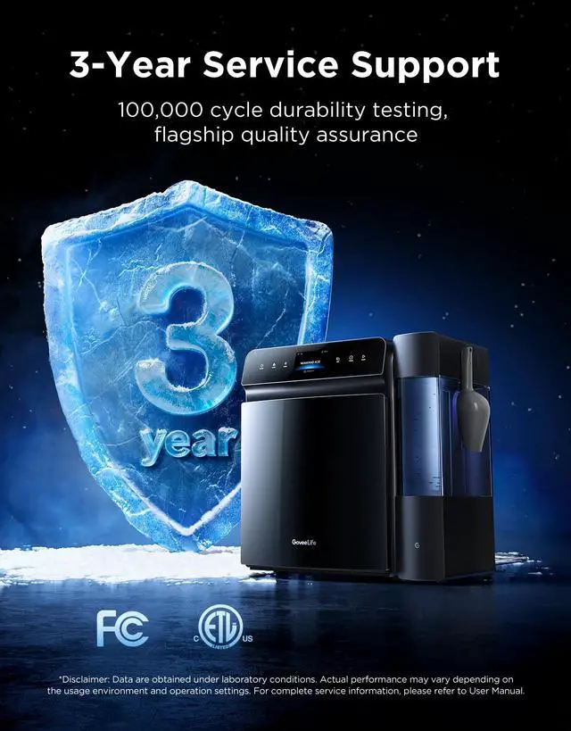 Alt view image 7 of 7 - Smart Countertop Ice Maker 2 Pro, 3-Minute Fast 9 Ice Cubes with 3 Size, 47lbs Daily, 40dB Quiet, Smart Pre-Cooling, App & Voice Control, Self-Clean, Dual Water Tanks for Home, Coffee, Party
