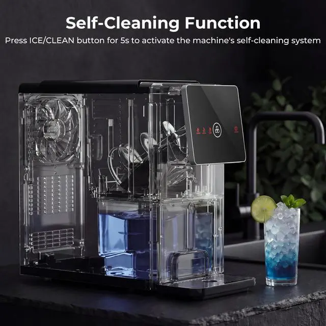 Alt view image 6 of 7 - Nugget Ice Maker Countertop, 33 Lbs/24H, Automatic Ice Dispenser, Self-Cleaning Portable Ice Machine, 1.8L Water Tank, Touch Screen & Auto Ice Drop, for Home/Office/Kitchen