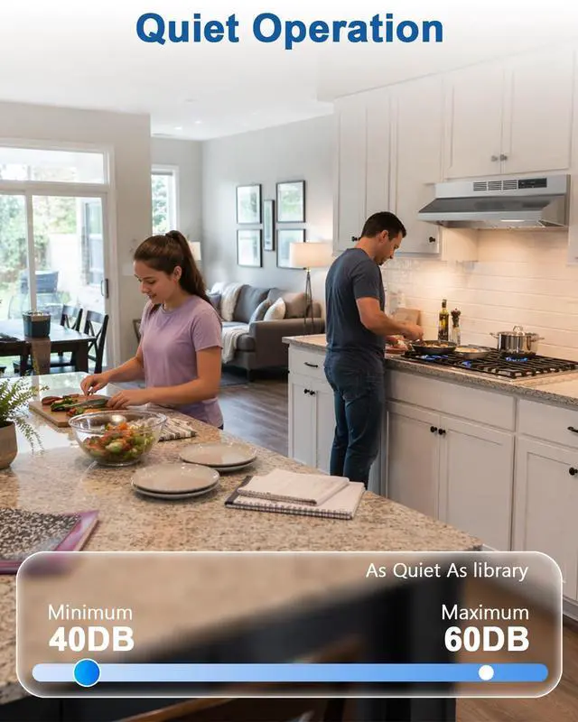 Alt view image 5 of 7 - Range Hood 30inch Under Cabinet - Ductless Oven/Stove Vent Hood | Equivalent 300CFM & 45dB Quiet, Durable Stainless Steel, for kitchen with 2-Speed Exhaust Fan & Reusable Filter, Polished