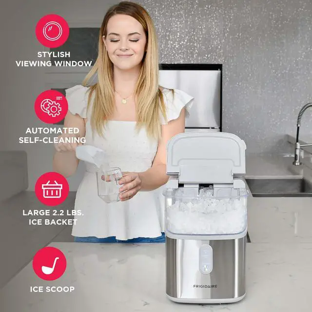 Alt view image 3 of 6 - Countertop Crunchy Chewable Nugget Ice Maker, Compact, 33lbs per Day, Metallic Finish