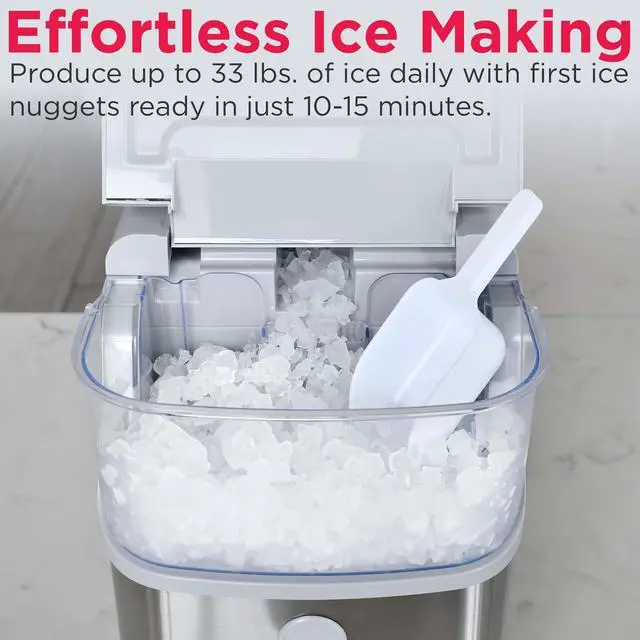 Alt view image 4 of 6 - Countertop Crunchy Chewable Nugget Ice Maker, Compact, 33lbs per Day, Metallic Finish