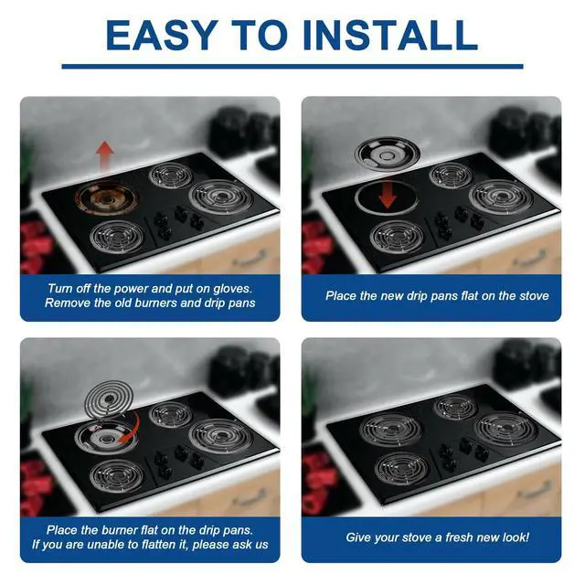 Alt view image 7 of 7 - W10290350 W10290353 Black Porcelain Drip Pans and MP22YA Electric Stove Burner Element Set Replacement for Amana Whirlpool Electric Stove, Replace W10288051 Drip Pans by