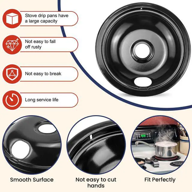 Alt view image 4 of 7 - 5304430149 5304430150 Black Porcelain Drip Pan & MP22YA Electric Stove Burner Replacement for F-rigidaire/Ken-more/T-appan, 318067041 318067051 Stove Drip Pans & Stove Burner Replacement by