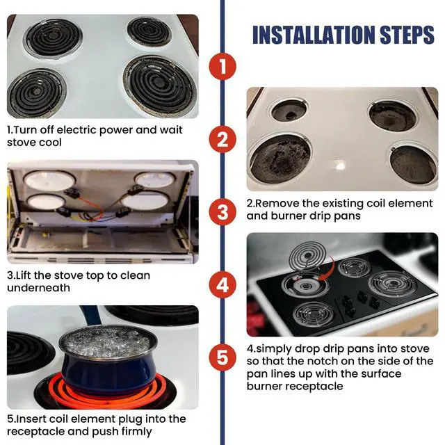 Alt view image 7 of 7 - 5304430149 5304430150 Black Porcelain Drip Pan & MP22YA Electric Stove Burner Replacement for F-rigidaire/Ken-more/T-appan, 318067041 318067051 Stove Drip Pans & Stove Burner Replacement by
