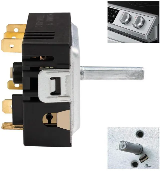 Main image of DG44-01006D Range Surface Element Control Switch for Samsung Range OEM Replacement Energy Regulator Fits for Samsung PER001-02D Model, AP7031847, PS16633253, EAP16633253, DG44-01006D, 18A, D-Cut