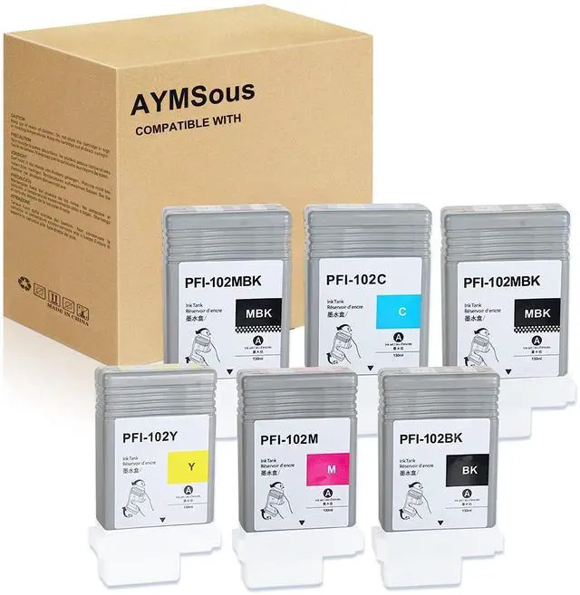 Main image of PFI-102 Ink Cartridge Replacement for Canon PFI-102 PFI102 PFI-102MBK PFI-102BK PFI-102C PFI-102M PFI-102Y for Canon imagePROGRAF iPF500 510 600 605 610 650 655 700 710 720 750 (6-Pack)
