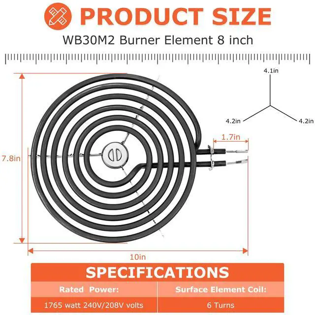 Alt view image 2 of 7 - WB31T10010 WB31T10011 Chrome Drip Pans and WB30M1 WB30M2 Electric Stove Burners Replacement for G.E Hot-point Stove, 6" & 8 Drip Pans and Stove Burner Element Set by - 1 Year