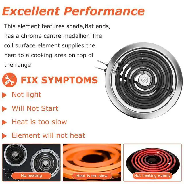 Alt view image 5 of 7 - WB31T10010 WB31T10011 Chrome Drip Pans and WB30M1 WB30M2 Electric Stove Burners Replacement for G.E Hot-point Stove, 6" & 8 Drip Pans and Stove Burner Element Set by - 1 Year
