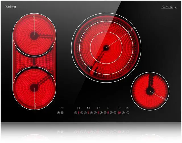 Main image of Electric Cooktop 30 Inch, 4 Burners Electric Stove Top, Drop-in | Flexible Bridge &Triple Ring Expandable Burners, Pause, Timer, Child Lock, 7800W Built-in Ceramic Cooktop, 220-240V Hard Wire