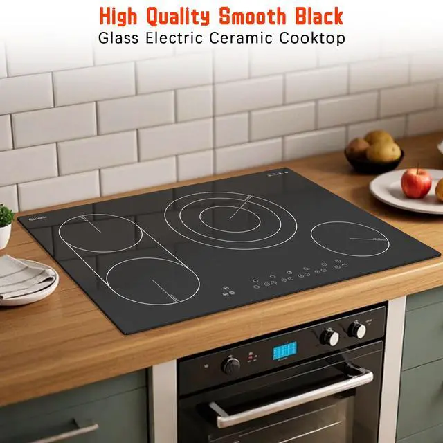 Alt view image 6 of 7 - Electric Cooktop 30 Inch, 4 Burners Electric Stove Top, Drop-in | Flexible Bridge &Triple Ring Expandable Burners, Pause, Timer, Child Lock, 7800W Built-in Ceramic Cooktop, 220-240V Hard Wire