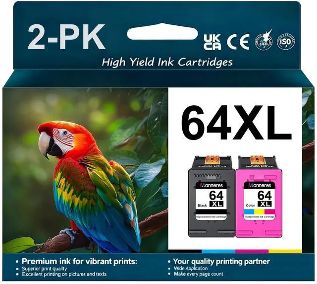 Main image of 64XL Ink Cartridge Combo Pack Replacement for HP 64 Ink HP64XL Works for Envy Inspire 7955e 7958e 7255e Photo 7155 7858 7155 7100 7800 7900 7855 6222 Tango (Black Tri-Color, 2Pack)