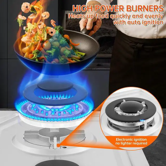 Alt view image 3 of 7 - 22x20 Built in Gas Cooktop 4 Burners Stainless Steel Stove with NG/LPG Conversion Kit Thermocouple Protection and Easy to Clean (20Wx22L)