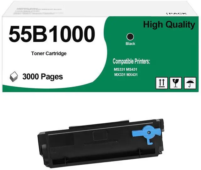 Main image of 55B1000 Black Toner Cartridge Use for MS331 MS331dn MS431 MS431dn MS431dw MX331 MX331adn MX431 MX431adn MX431adw Printers (3,000 Pages)