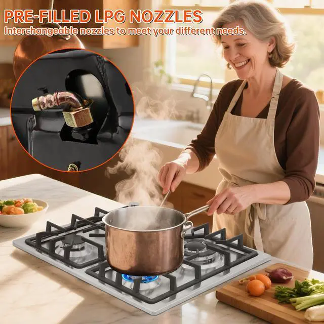 Alt view image 6 of 7 - 22x20 Built in Gas Cooktop 4 Burners Stainless Steel Stove with NG/LPG Conversion Kit Thermocouple Protection and Easy to Clean (20Wx22L)