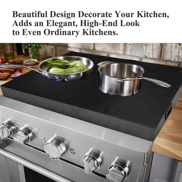 Alt view image 5 of 7 - Stainless Steel Gas Stove Top Cover, Noodle Board Cooktop Cover, Kitchen Organizer for Gas and Electric Stove Range Expanding Kitchen Space, Large Size 30"x 22"x3", Black