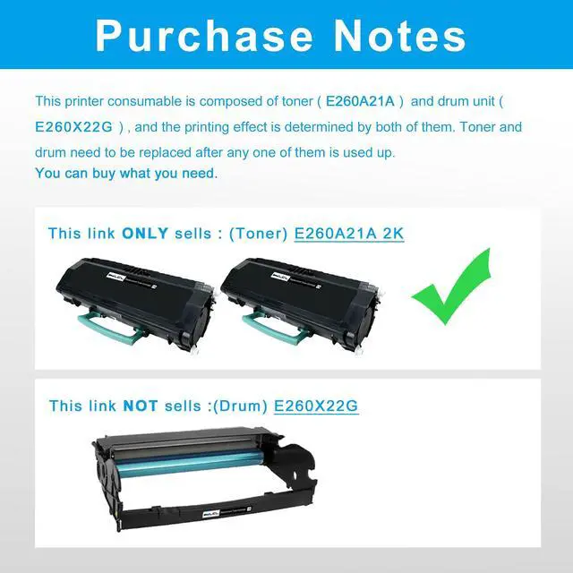 Alt view image 3 of 7 - Compatible Toner Cartridge Replacement for Lexmark E260A21A E260 E260d E260dn E260dtn E260dt E360 E360dn E360dtn E360d E460 E460dn E460dw E462dtn E462 E460d E460dtn (2-Pack Black)