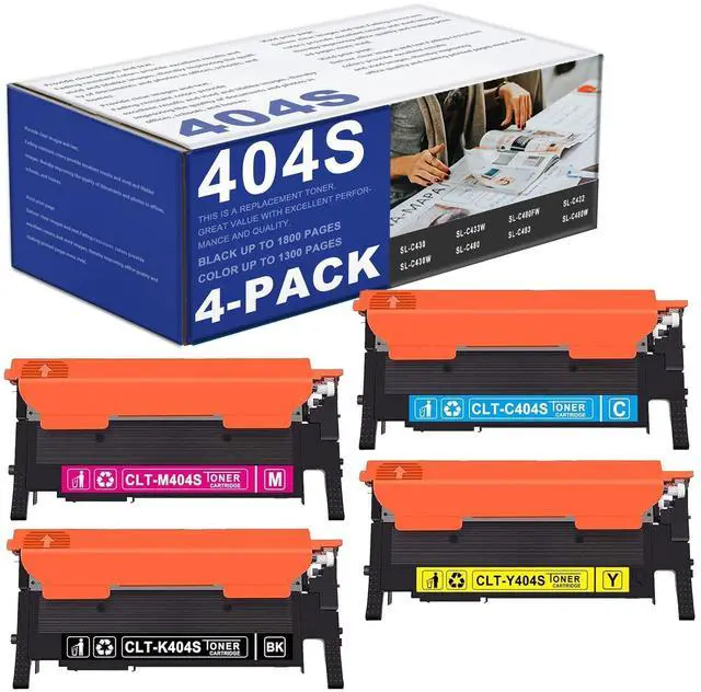 Main image of 4 Pack 404S CLT-K404S CLT-C404S CLT-M404S CLT-Y404S Toner Cartridge Replacement for Samsung CLT-404S Toner to use with SL-C480FW SL-C430W C480 C480W C430 C433W Printer Toner (1BK+1C+1M+1Y)
