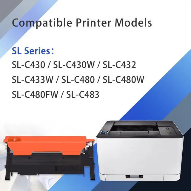 Alt view image 2 of 7 - 4 Pack 404S CLT-K404S CLT-C404S CLT-M404S CLT-Y404S Toner Cartridge Replacement for Samsung CLT-404S Toner to use with SL-C480FW SL-C430W C480 C480W C430 C433W Printer Toner (1BK+1C+1M+1Y)