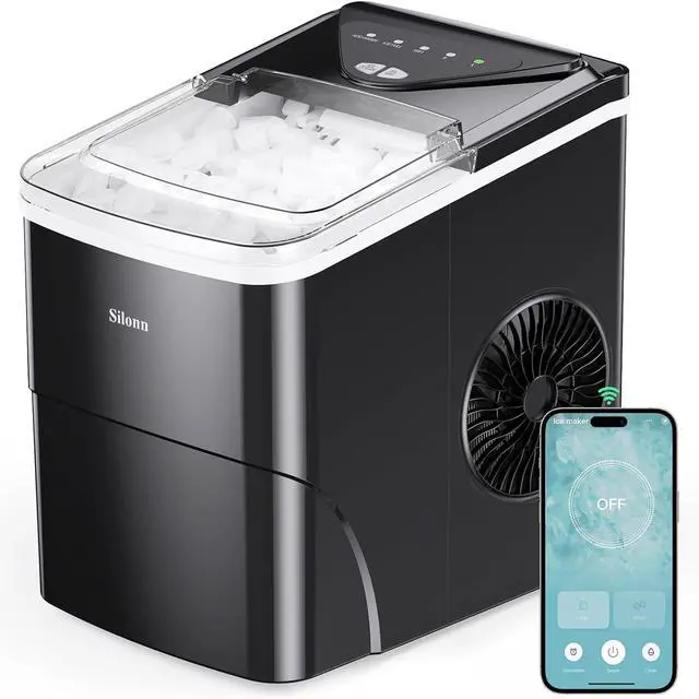 Main image of Smart Countertop Ice Maker, Compact Wi-Fi Ice Maker with App Control, 9 Cubes in 6 Mins, 26 lbs per Day, 2 Ice Cube Sizes, Portable Ice Maker with Self-Cleaning for Kitchen/Office/RV