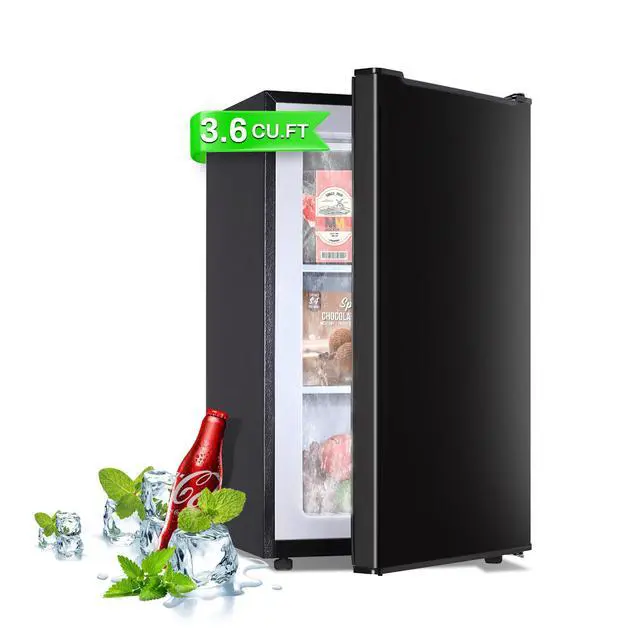 Main image of Mini Upright freezer 3.6 Cubic Feet with Reversible Stainless Steel Door | Small freezer Single Door Compact Freezer with 3-Speed Temperature Adjustment for Home/Dorms/Office, Black