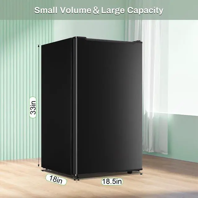 Alt view image 7 of 7 - Mini Upright freezer 3.6 Cubic Feet with Reversible Stainless Steel Door | Small freezer Single Door Compact Freezer with 3-Speed Temperature Adjustment for Home/Dorms/Office, Black