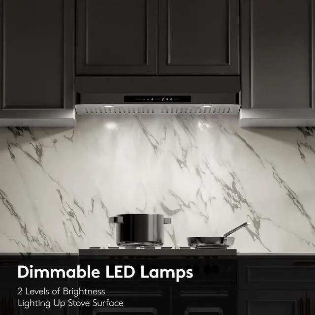 Alt view image 7 of 7 - 30inch Under Cabinet Range Hood, 900CFM Stainless Steel Vent Hood | Two Powerful Motors, Gesture & Touch Control, Permanent Filters, Top/Rear Vents, Timer, Dimmable Lamps, Ducted Kitchen Hood