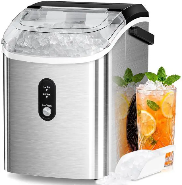 Main image of Nugget Countertop Ice Maker with Soft Chewable Ice | Fast Making Ice 35Lbs/24H, Pebble Portable Ice Makers, Self-Cleaning, for Kitchen,Office Stainless Steel Silver