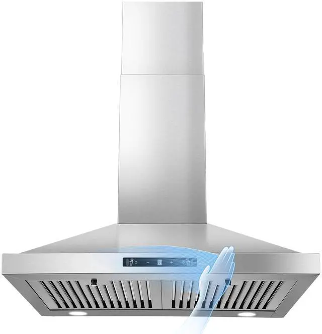 Main image of 24 inch Range Hood, Ducted/Ductless Range Hood 450CFM, Wall Mount | Kitchen Hood in Stainless Steel, Gesture Sensing & Touch Control, 3 Speed Fan, 2 Pcs Baffle Filters