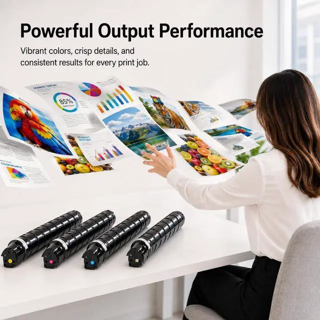Alt view image 6 of 7 - High Yield GPR53 GPR-53 Black, Cyan, Magenta, Yellow Toner Cartridge (4-Pack) Loment Replacement for Canon GPR 53 Toner ImageRunner Advance C3325 C3325i C3330 C3330i C3525i C3530i Printer