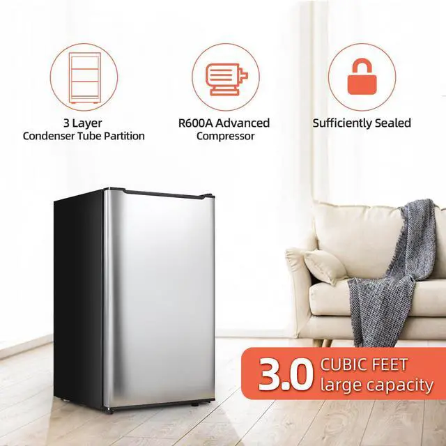 Alt view image 6 of 7 - 3.0 Cu.Ft Upright Freezer, Mini Freezer with 3 Adjustable Thermostat,Silver | Small freezer Single Door Compact Freezer Mini Upright freezer with Reversible Door for Kitchen Apartment Office