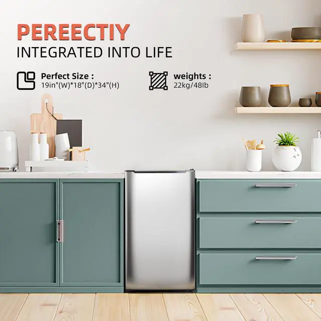 Alt view image 7 of 7 - 3.0 Cu.Ft Upright Freezer, Mini Freezer with 3 Adjustable Thermostat,Silver | Small freezer Single Door Compact Freezer Mini Upright freezer with Reversible Door for Kitchen Apartment Office