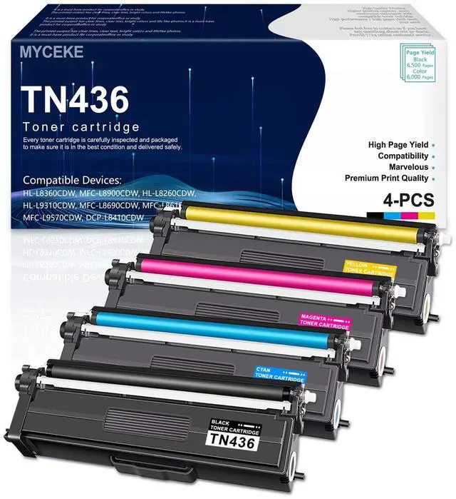 Main image of TN436 TN 436 Toner Cartridge Set TN-436 Replacement for Brother Printer | TN433 TN431 Toner Compatible for Laser HL-L8360CDW HL-L8260CDW MFC-L8900CDW MFC-L8690CDW (4 Pack,Black Cyan Magenta Yellow)