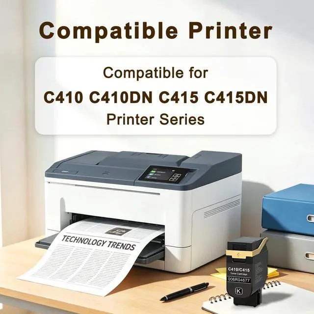 Alt view image 2 of 6 - C410 Black Toner Cartridge Compatible for Xerox 006R04677 Toner Cartridges Compatible for Xerox Genuine C410 C410DN C415 C415DN Printers Standard Capacity 2,400 Pages 1-Pack