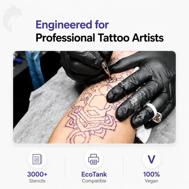 Alt view image 2 of 7 - Tattoo Stencil Ink Refill for EcoTank Inkjet Printer, 100ml Smudge-Proof Stencil Printer Ink for Professional Tattoo Template, Clog-Free & Vegan (Violet)