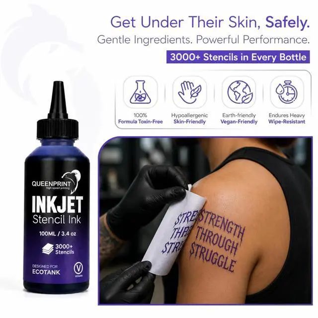 Alt view image 6 of 7 - Tattoo Stencil Ink Refill for EcoTank Inkjet Printer, 100ml Smudge-Proof Stencil Printer Ink for Professional Tattoo Template, Clog-Free & Vegan (Violet)