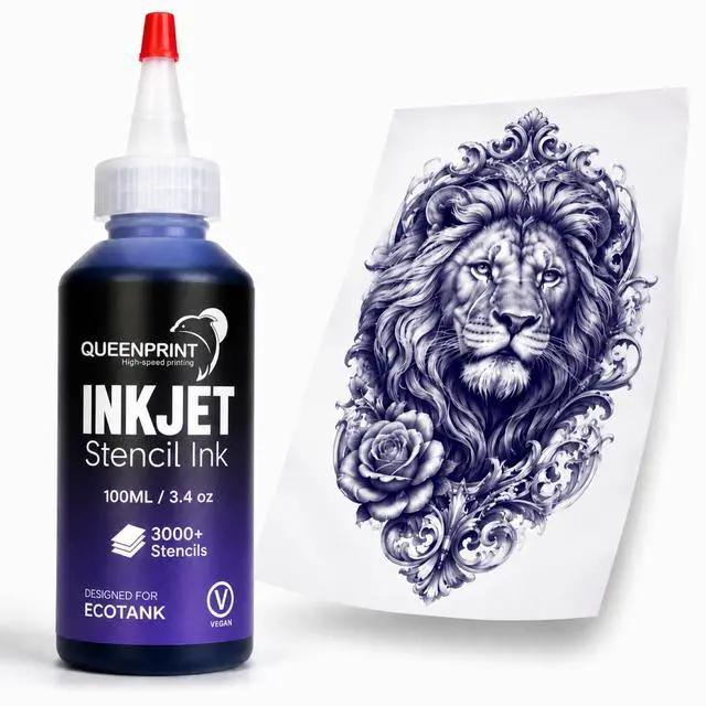 Alt view image 7 of 7 - Tattoo Stencil Ink Refill for EcoTank Inkjet Printer, 100ml Smudge-Proof Stencil Printer Ink for Professional Tattoo Template, Clog-Free & Vegan (Violet)
