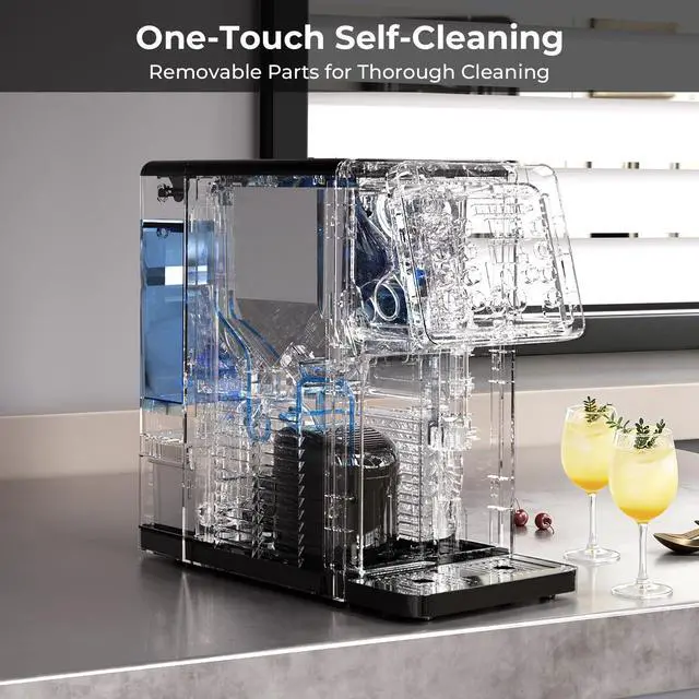 Alt view image 7 of 7 - Countertop Ice Maker, Ice Cubes & Cold Water Dispenser | 3.5L Removable Tank, 2 Sizes, 9 Bullet Ice in 8 Mins, 26lbs Daily Ice Production, Self-Cleaning, Home Office Dorm RV Use