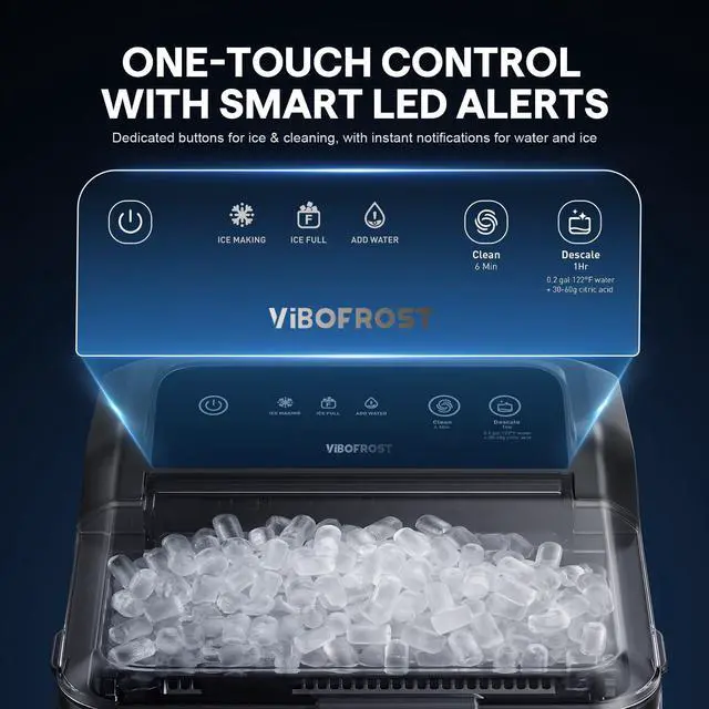 Alt view image 6 of 7 - Nugget Ice Maker Countertop, Soft Chewable Pellet Ice, 35lbs/Day | Stainless Steel Ice Maker Ready in 6 Mins with Touch Screen, Auto Ice Drop, Self-Cleaning, Scoop Included for Kitchen Office