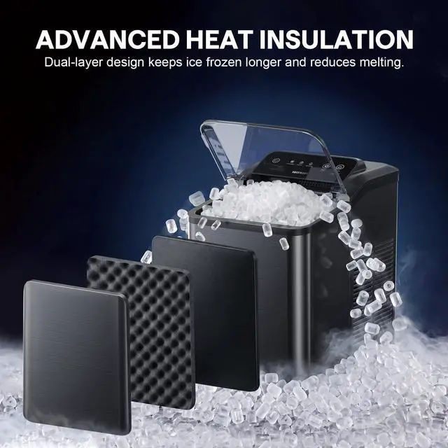 Alt view image 7 of 7 - Nugget Ice Maker Countertop, Soft Chewable Pellet Ice, 35lbs/Day | Stainless Steel Ice Maker Ready in 6 Mins with Touch Screen, Auto Ice Drop, Self-Cleaning, Scoop Included for Kitchen Office