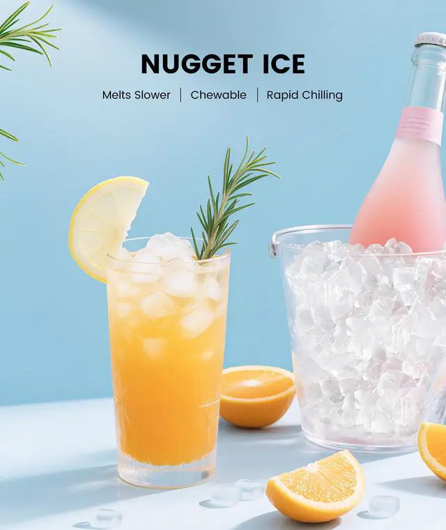 Alt view image 3 of 7 - Nugget Ice Maker Countertop, Chewable Pellet Ice Machine with Handle, 44lbs Per Day Portable Ice Makers, Auto-Cleaning Ice Machine with Basket and Scoop for Home/Party/RV/Camping (Silver)