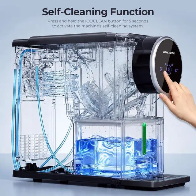 Alt view image 5 of 7 - Nugget Ice Maker Countertop, Gen 2 Self-Cleaning Portable Ice Machine, 33 lbs/24H, 1.8L Water Tank, 1.5 lbs Ice Storage, Touch Screen & Auto Ice Drop, for Home/Office/Kitchen