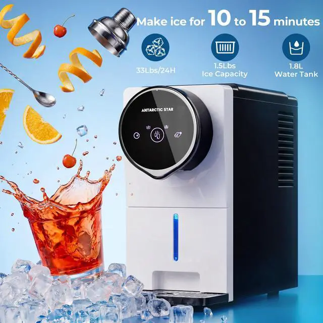 Alt view image 2 of 7 - Nugget Ice Maker Countertop Gen 2, Self-Cleaning Portable Ice Machine, 33 lbs/24H, 1.8L Water Tank, 1.5 lbs Ice Storage, Touch Screen & Auto Ice Drop, for Home/Office/Kitchen