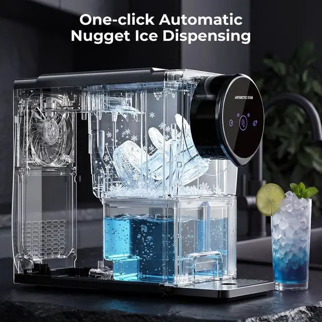 Alt view image 4 of 7 - Nugget Ice Maker Countertop Gen 2, Self-Cleaning Portable Ice Machine, 33 lbs/24H, 1.8L Water Tank, 1.5 lbs Ice Storage, Touch Screen & Auto Ice Drop, for Home/Office/Kitchen