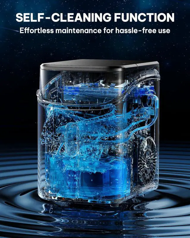 Alt view image 6 of 7 - Nugget Ice Makers Countertop with Soft Chewable Ice, Portable Ice Machine with Crushed Ice, One-Click Operation Pebble Ice Maker with Self-Cleaning, 33lbs/24H for Home,Kitchen,Office