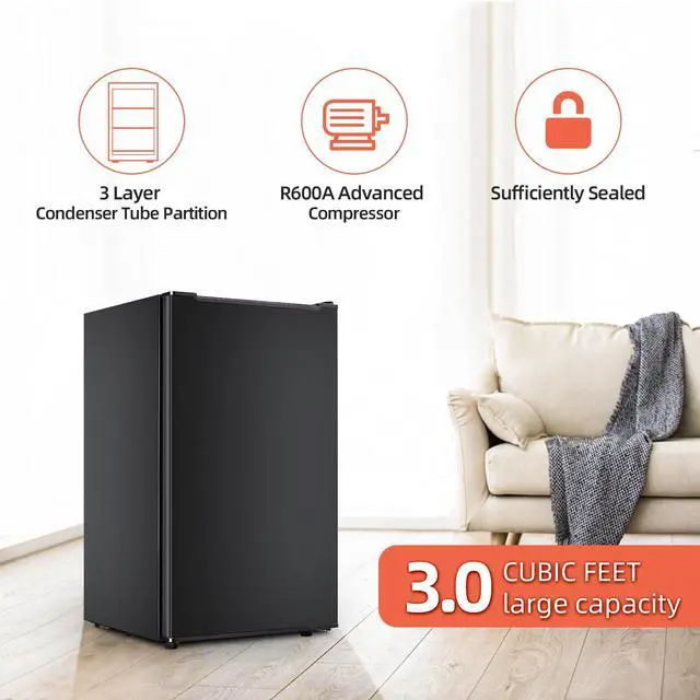 Alt view image 5 of 7 - 3.0 Cu.Ft Upright Freezer Mini Freezer with 3 Adjustable Thermostat, Black | Small freezer Single Door Compact Freezer Mini Upright freezer with Reversible Door for Kitchen Apartment Office