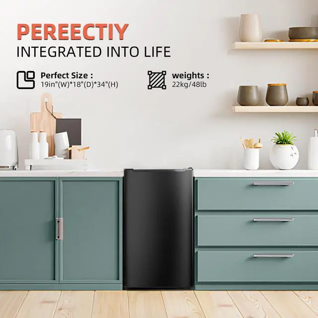 Alt view image 7 of 7 - 3.0 Cu.Ft Upright Freezer Mini Freezer with 3 Adjustable Thermostat, Black | Small freezer Single Door Compact Freezer Mini Upright freezer with Reversible Door for Kitchen Apartment Office