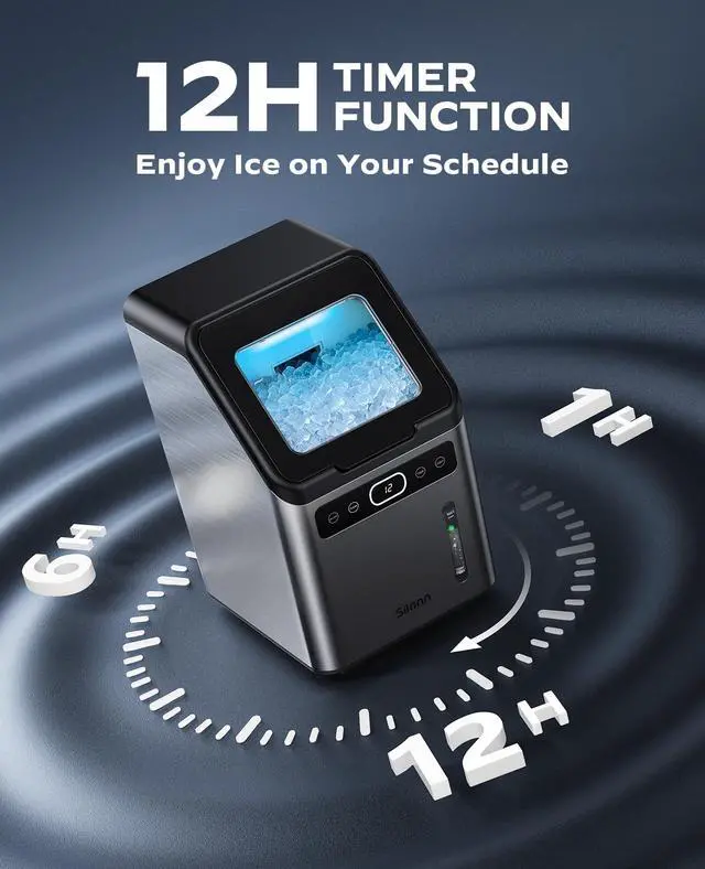 Alt view image 2 of 7 - Nugget Ice Maker - Timer Ice Machine with Self-Cleaning, 45lbs per Day Pebble Ice Maker with Soft Chewable Ice, One-Click Operation Ice Machine for Home, Kitchen, Office
