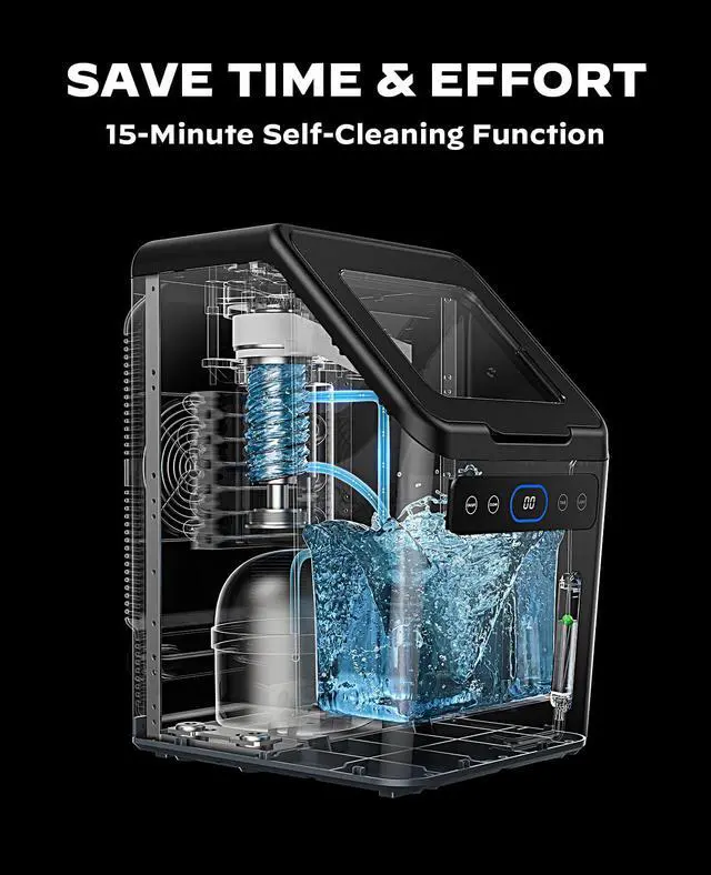 Alt view image 5 of 7 - Nugget Ice Maker - Timer Ice Machine with Self-Cleaning, 45lbs per Day Pebble Ice Maker with Soft Chewable Ice, One-Click Operation Ice Machine for Home, Kitchen, Office