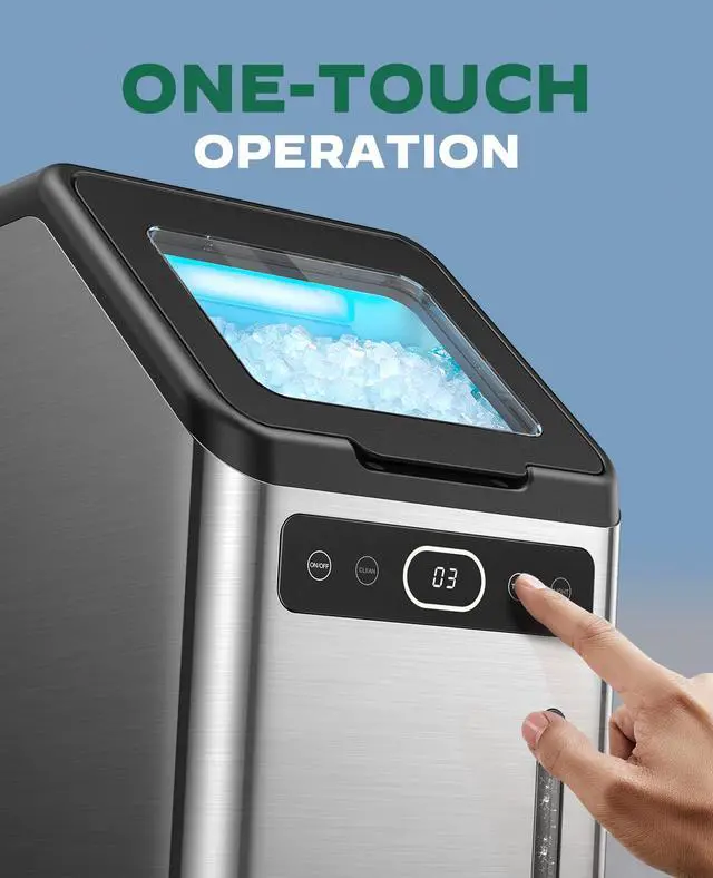 Alt view image 6 of 7 - Nugget Ice Maker - Timer Ice Machine with Self-Cleaning, 45lbs per Day Pebble Ice Maker with Soft Chewable Ice, One-Click Operation Ice Machine for Home, Kitchen, Office